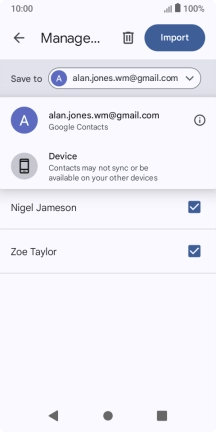 Press the required Google account.