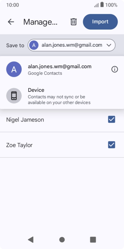 Press the required Google account.