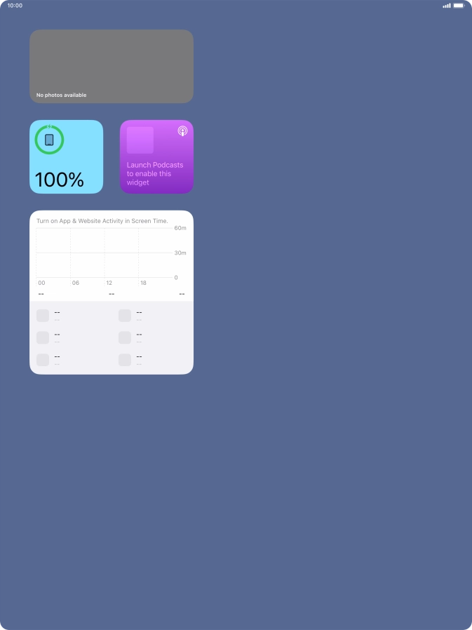 Slide your finger up or down on the screen to see more widgets.