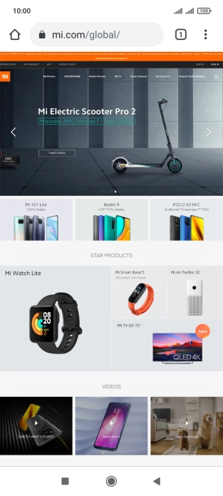 Press the address bar.