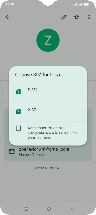 Press the required SIM.