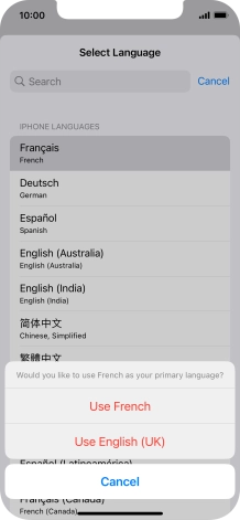 To select the new language as the default phone language, press Use ‹language› .