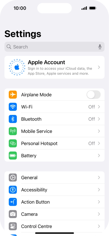 Press Apple Account. Press Apple Account.