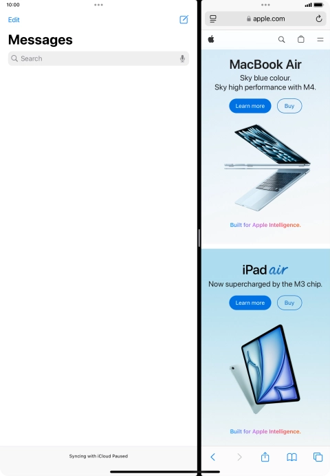 The applications are now displayed on a split screen.