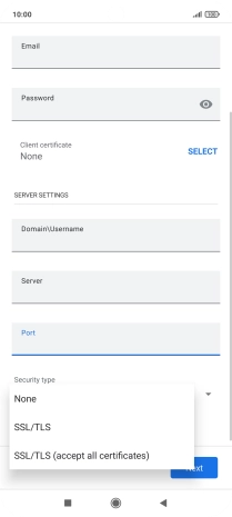 Press the required setting.