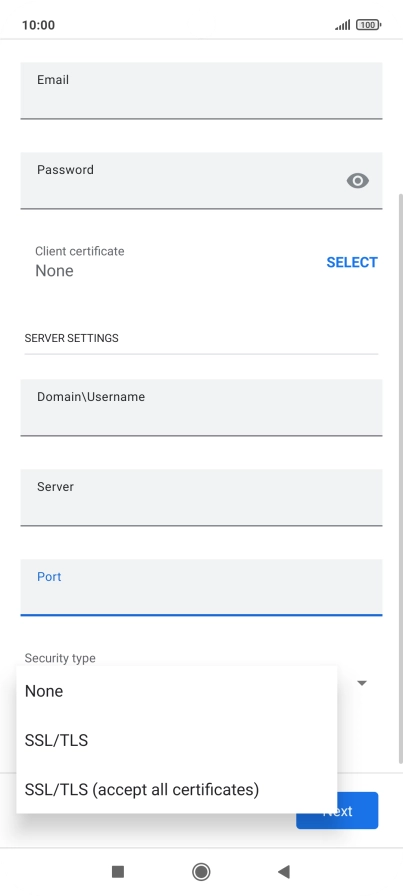 Press the required setting.