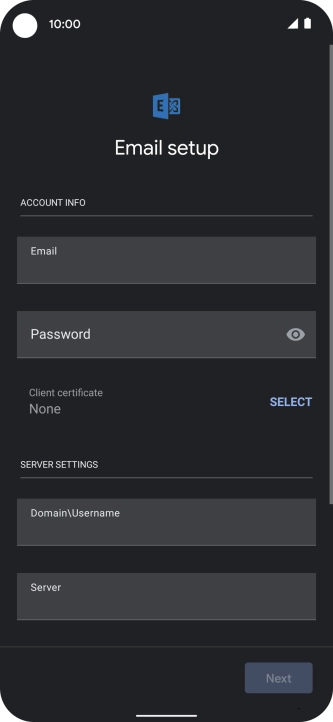 Press Password and key in the password for your email account.