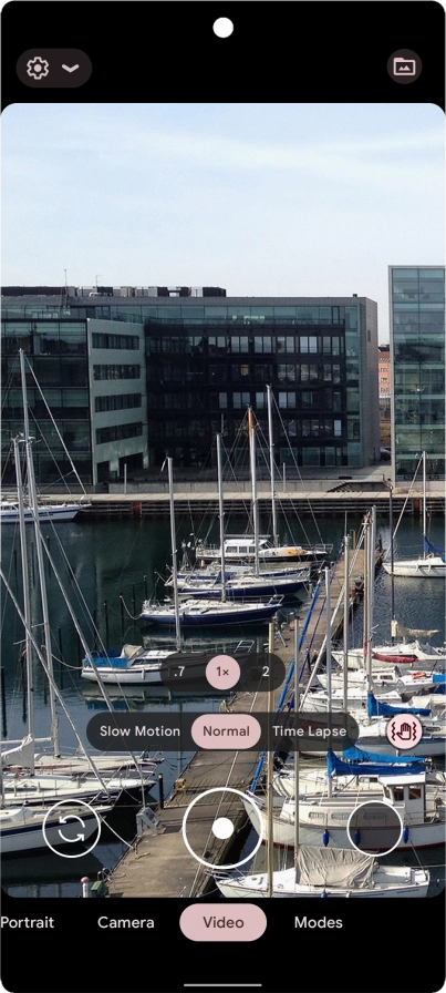 If the video recorder is turned on, press Camera.