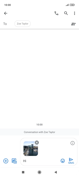 Press the send icon when you've finished your picture message. Press the send icon when you've finished your picture message.