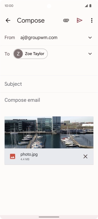 Press Subject and write the subject of your email message.