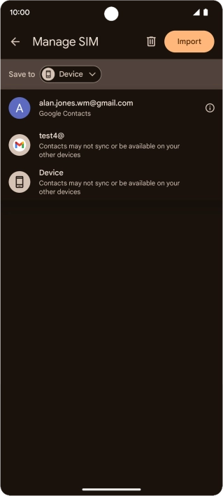 Press the required Google account.