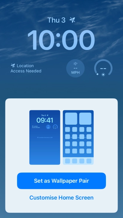 To use the same colour theme on the home screen, press Set as Wallpaper Pair.