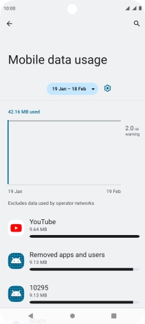 The data usage for each application is displayed below the name of the application.