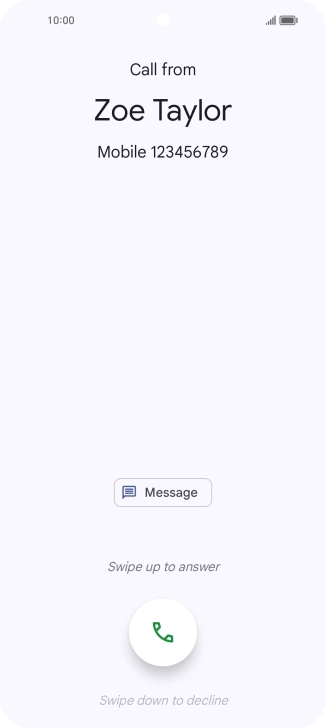 Press and drag the accept call icon upwards.