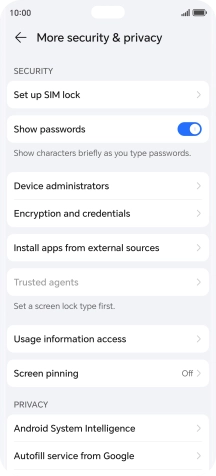 Press Set up SIM lock. Press Set up SIM lock.