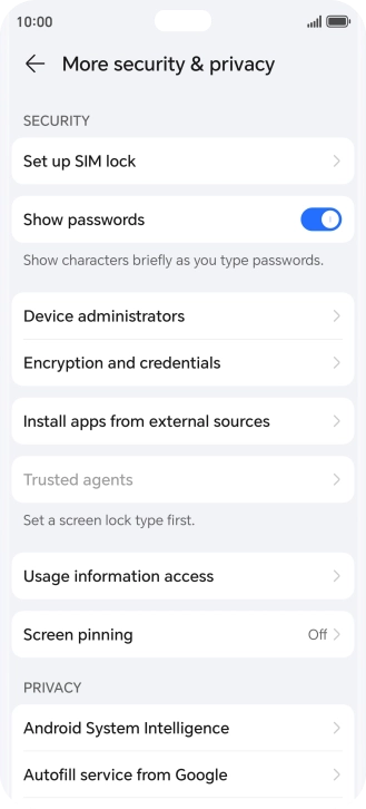 Press Set up SIM lock. Press Set up SIM lock.