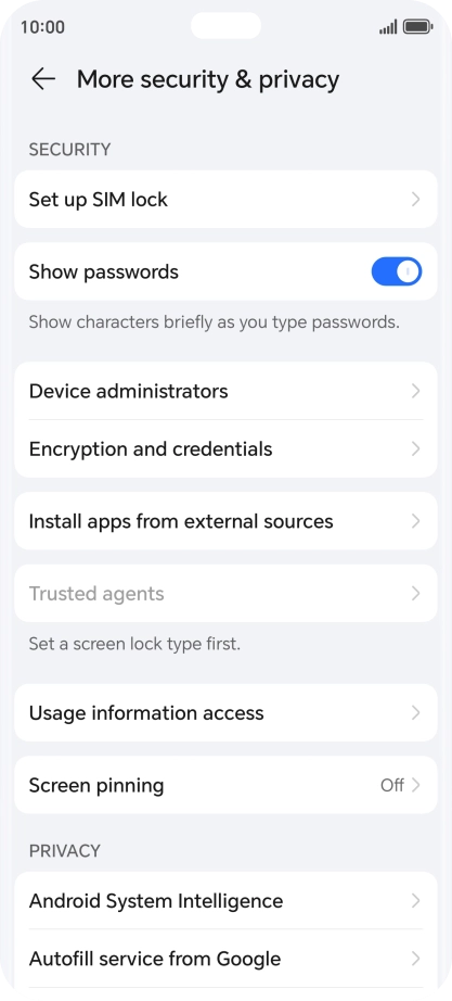 Press Set up SIM lock. Press Set up SIM lock.