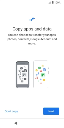 You can transfer the contents of another phone to your phone when it's activated for the first time and after a factory reset. When this screen is displayed, your phone is ready to transfer contents from another phone.
