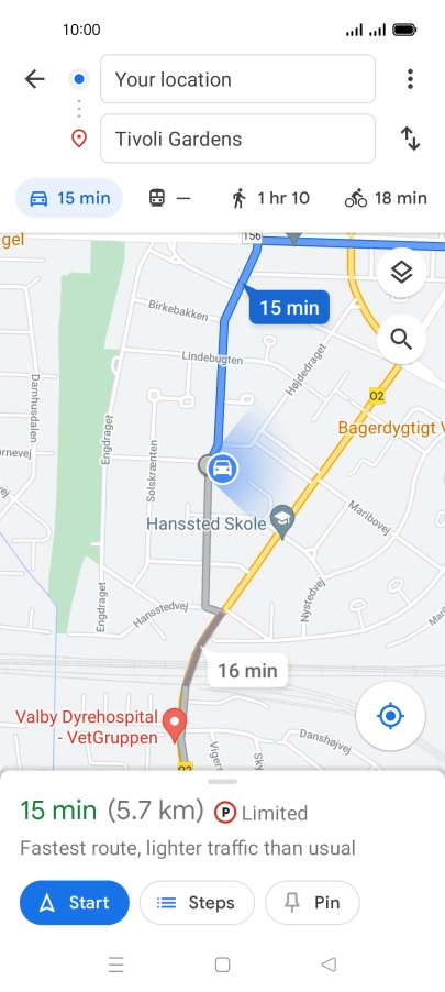 Press the required mode of transportation.