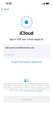 Press Required and key in the password for your Apple ID.