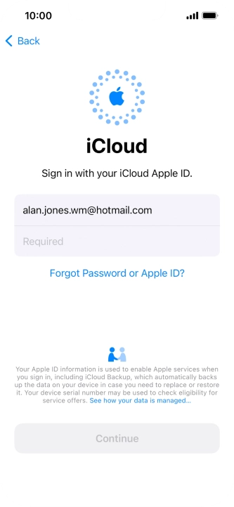 Press Required and key in the password for your Apple ID.