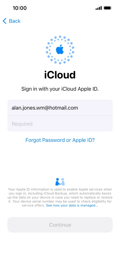 Press Required and key in the password for your Apple ID.