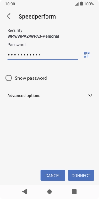 Key in the password for the Wi-Fi network and press CONNECT.
