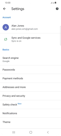 Press Privacy and security.
