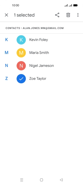 Press the required contact.