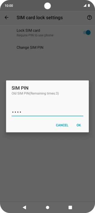 Key in the PUK and press OK.