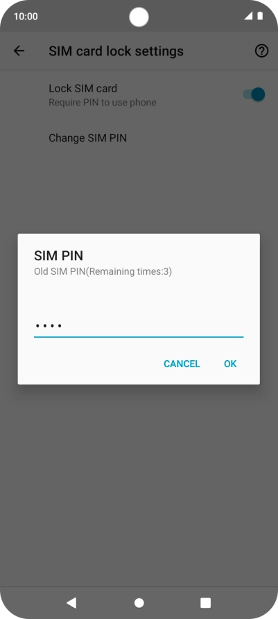 Key in the PUK and press OK.