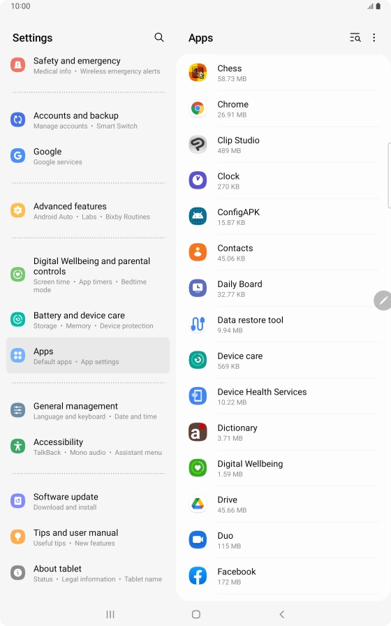 Press the required app. Press the required app.