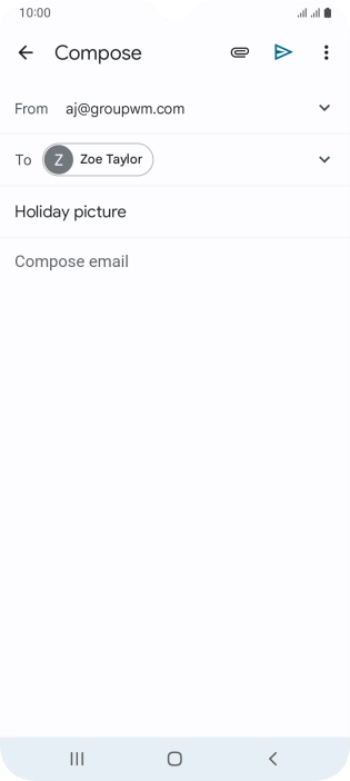Press the text input field and write the text for your email message.
