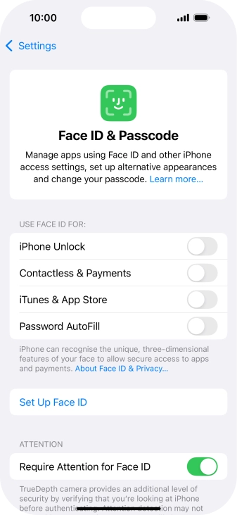 Press Set Up Face ID.