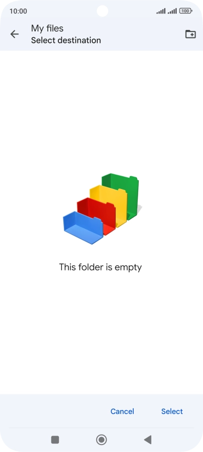 To create a new folder, press the new folder icon and follow the instructions on the screen to create a new folder.