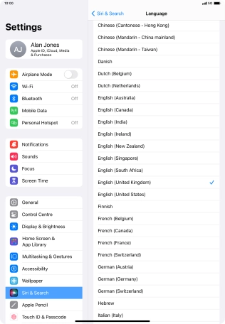 Press the required language.