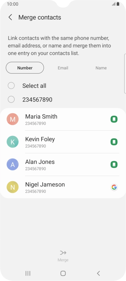 Press the field next to the required number.