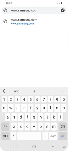 Key in the address of the required web page and press Go.