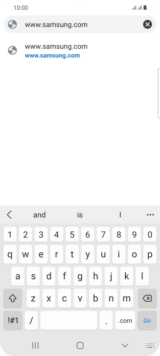 Key in the address of the required web page and press Go.