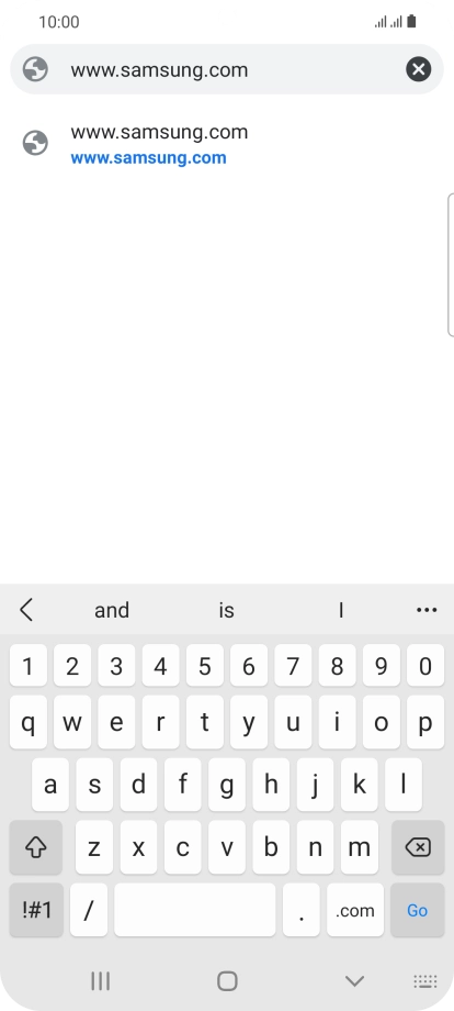 Key in the address of the required web page and press Go.