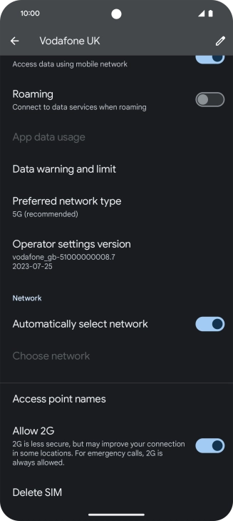 Press Delete SIM and follow the instructions on the screen to delete your eSIM.