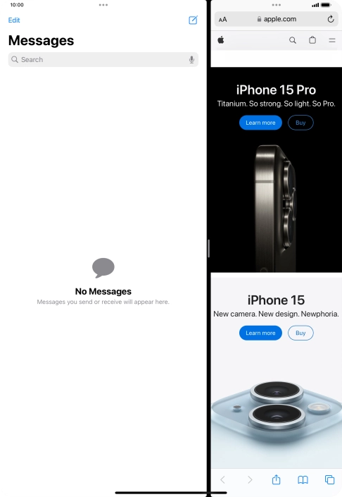 The applications are now displayed on a split screen.