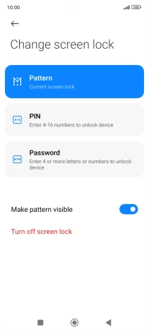 Key in the current phone lock code and press Turn off screen lock.