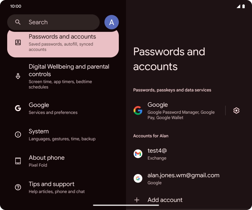 Press the required email account.