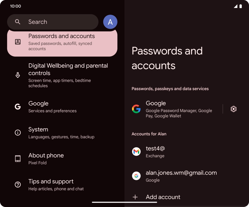 Press the required email account.