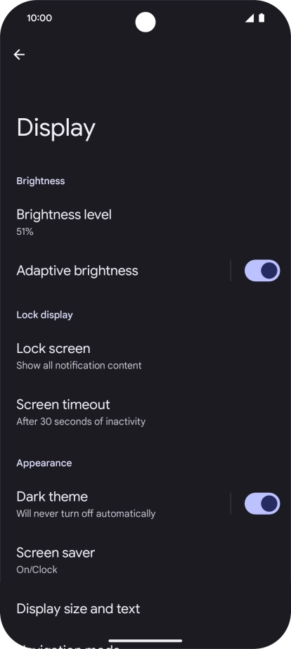 Press Screen timeout.