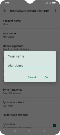 Key in the required sender name and press OK.