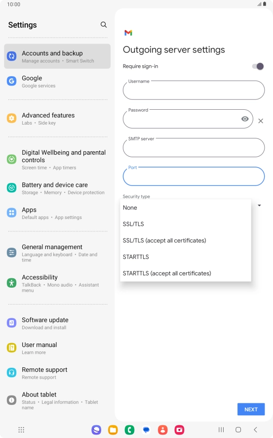 Press SSL/TLS. Press SSL/TLS.