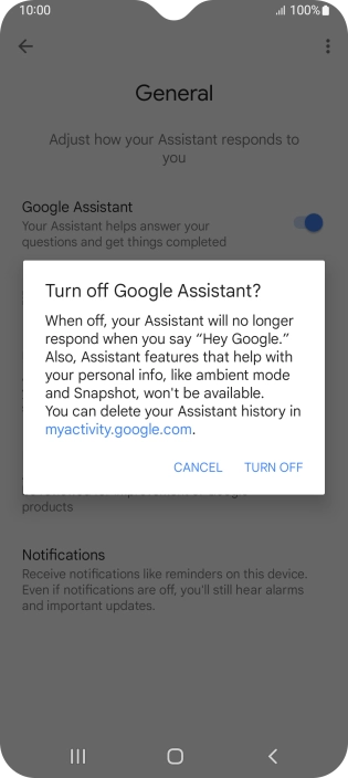 If you turn off the function, press TURN OFF.