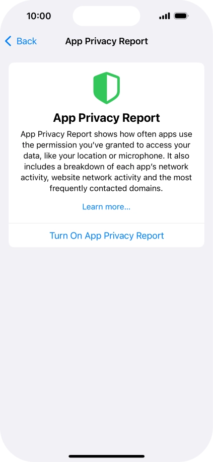 Press Turn On App Privacy Report to turn on the function.